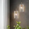 Lampes suspendues lustre en verre nordique café étude chambre lumière de chevet luxe Texture vague d'eau créative