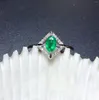 Bagues en grappe SHILOVEM 925 Sterling Silver Real Natural Emerald Classic Fine Jewelry Women Wedding Gift Plant 4 6mm Mj0406432agml