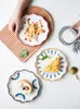 Plates Creative Hand-painted Ceramic Children Breakfast Dessert Plate Western Pasta Salad Fruit Posing Home Kitchen Tableware