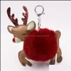 Key Rings Artificial Pompom High Quality Xmas Elk Faux Fur Ball Keychain Soft and Love Fluffy Keyring Car Pendant Jewelry P32FA Drop Dh9lw