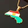 Chaînes Kurdistan Carte Drapeau Pendentif Collier Pour Amoureux Hommes Femmes Émail Bijoux Ethniques Cadeau Patriotique