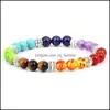 Perlenstränge 7 Chakra Armband Männer Heilung NCE Perlen Kette Reiki Buddha Gebet Achat Tiger Naturstein Armreif für Frauen Mode Otucp