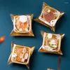 선물 랩 100pcs Square Moon Cake Trays Mooncake Packaging Bag 커버 푸드 컨테이너 홀더 금색 쿠키 달걀 타르트