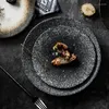 Platten Nordic Retro Gestreiften Keramik Teller Kochen Schüsseln Pasta Steak Runde Matt Obst Dessert Gericht Restaurant Geschirr