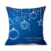 Pillow Blue Christmas Cover Xmas Balls Snowflake Fir Branch Truck Year Sofa Pillows Case Home Decor Living Room Pillowcase