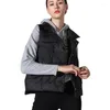 Gilet da donna Colletto alla coreana cachi nero Donna Autunno inverno Donna Casual 90% Piumino d'anatra Giacca corta Gilet donna senza maniche