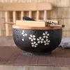 Bowls Japanese Style Rice Instant Noodle Bowl With Lid Spoon And Chopstick Kitchen Tableware Ceramic Salad Soup Container