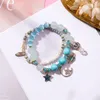 Strand Double Layer Bohemia Star Moon Crystal Beads Pendant Bracelet Bangles Women Wedding Party Charm Jewelry Beaded Strands