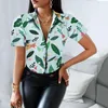 Women's Blouses & Shirts Womens Fall Button Down V Neck Short Sleeve Casual Work Print Tops Female Workout ShirtsWomen's