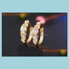 Stud Hoge kwaliteit Fashion Earrings Dames Crystal Rhinestone CZ Gold verguld voor dames luxe sieraden Drop levering OT6H8