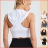 Damen-T-Shirts, trendige Fitness-Lauf-Tanktops mit Kapuze für Damen, Fitnessstudio, Yoga, schnell trocknend, Sport, ärmellos, integriertes Brustpolster, Weste