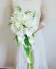 Wedding Flowers SESTHFAR Eleganet Calla Lily Bouquet Waterfall Bride Bridesmaid Holding Flower White Artificial