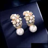 Dangle Chandelier Vintage Pearl أقراط للنساء Crystal Prendant Ear Suits الإبداعية اللامعة ذات السحر الأزياء المجوهرات A33Z Dro DHDXZ