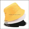 Stingy Brim Hats Fashion Street Solid Color Iron Pin Rings Personlighet Bucket Hat Cap Cotton Fishermen Caps For Unisex Women Men Dro Otv2s