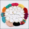 Dangle Chandelier Fashion Women 15 Colors Tassel Earrings Creative Big Circle Fringe Ear Drop Handmade Accessories Bohemian Hoop T Dheqo