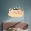 Chandeliers Modern Pendant Ceiling Lamp Feather Droplight Bedroom Study Room Decoration Creative Chandelier Hanging