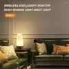 Veilleuses LED avec capteur de mouvement Intelligent, lampe murale de bureau, alimentée par batterie, pour chambre à coucher, salle de bain, couloir, éclairage doux