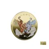 Andra konst och hantverk 2023 Två Tiger Lucky Coin Collectible for Luck Commemorative Souvenir Feng Shui Decoration Drop Delivery Home G DHBWR