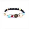 Konst och hantverk Universe Galaxy De ￥tta planeterna i Solar System Guardian Star Natural Stone Beads Charm Armband Bangle for Women Dh6PB