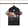 23SS 남성 여성 캐주얼 셔츠 여름 상판 하와이 스타일 버튼 라벨 가디건 짧은 슬리브 셔츠 블라우스 888