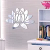 Horloges murales décalcomanies autocollant miroir Lotus fleur 3D autocollants adhésif auto-amovible acrylique décor Floral bricolage décalcomanie carreaux acryliques chambre