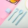 Dinnerware Sets Cutlery Set Portable Three-piece Student Travel Box Outdoor Chopsticks Spoon