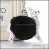 Schlüsselanhänger Flauschige Fellkugel Alpaka-Leder Tier Schlüsselanhänger Charme 10 cm Künstliche Kaninchen Pompom Schlüsselanhänger Frauen Schmuck P43FA Drop Deliv Dhfsi