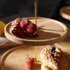 Plates Kitchen Bamboo Tray Holiday Party 2/3Llayer Fruit Plate Dessert Candy Dish Cake Stand Self-help Display Home Table Dropship