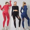 Active Sets Seamless Gym Set Women Yoga Suit 2 Piece Clothing Workout Clothes Sports Push Up Leggings Shirts Sportswear