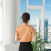 Women's Blouses 2023 Summer Elegant Orange Office Ladies Work Wear Blouse Female Tops Clothes OL Formal Uniform Designs Business Shirt For