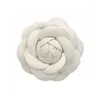 Brosches Camellia Silk Fabric Flower Pin Brooch Handgjorda vit ros