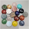 Stone 20mm naturlig runda cabochon lösa pärlor opal roskvarts turkosstenar ansikte för reiki helande kristallhalsband ring earrrin dhj2o