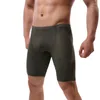 Underbyxor sport fitness mens långa boxare underkläder shorts mesh andningsbara män boxershorts benstammar sexig påse