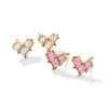 Boucles d'oreilles créoles Uwolrd coeur romantique incrusté de Zircon rose goujon 18K PVD plaqué or Bling étanche pour les femmes bijoux