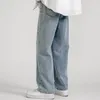 Mäns jeans mode lös raka avslappnade breda benbyxor cowboy mans streetwear koreanska hiphop byxor 5 färger