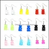 Charm Fashion Simple Cute Colorf Acrylic Animal Bear Dangle Earrings For Girls Women Children Birthday Gift Lovely Jewelry Drop Deliv Otfcu