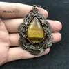 Kolye Kolyeler Bronz Kaplama Su Damlası ŞEKİL Büyük Doğal Kaplan Göz Taşı Vintage Neckalce MEAKTE MY220906