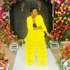 Skirts Puffy Long Pants Tiered High Waist Layered Tulle Women Yellow Party Outfit Bright Fashion Night Gown Custom MadeSkirts