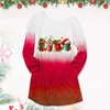 Robes Décontractées Mode Femme Joyeux Noël Imprime O Cou Hors Épaule Manches Longues Sweats Robe D'été