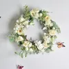 Dekorative Blumenkränze Cilected Hochzeitskranz mit künstlicher Hortensie Haustür hängende Dekoration WeihnachtswandornamentDecorativ