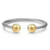 Bangle Brand Gold Color rostfritt stål för kvinnor smycken runda boll charm manschett armband armbandsbangle