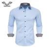 Мужские повседневные рубашки VISADA JAUNA 100% хлопок с двойным воротником Особенности рубашки Мужские повседневные рубашки с длинным рукавом Повседневные приталенные мужские рубашки N5133 230114