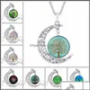 Pendant Necklaces Vintage Moon Necklace Starry Outer Space Universe Gemstone Pendants Women Accessories Tree Of Life Drop Delivery Je Otihr