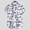 Мужская рубашка для повседневной рубашки короткая модная печать гавайские этнические рукава мужская рубашка блузки мужчины