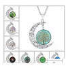 Pendant Necklaces Vintage Moon Necklace Starry Outer Space Universe Gemstone Pendants Women Accessories Tree Of Life Drop Delivery Je Otihr