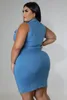 Casual Dresses EWSFV 2023 Summer Women Fashion Sexy Zipper Lapel Pocket Light Blue Slim Fit Sleeveless Denim Dress