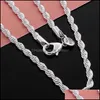 Kedjor 4mm 925 Sterling Sier Twisted Rope Chain 1630 Ince Kvinnlig lyxig högkvalitativ halsband för kvinnor män mode smycken i bk d otor8