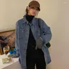 Kvinnor BLOUSES SPRING Autumn Women Jeans Blus Jacket Casual Turndown Collar Long Sleeve Button Down Shirt Woman Vintage Baggy Denim Top