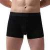 Sous-vêtements Sexy Boxer hommes coton Shorts sous-vêtements mâle entrejambe trou respirant culotte pénis poche renflement Boxershorts noir