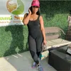 Gym kleding stevige kleur vrouwelijk speelsuit casual mouwloze bodycon lange broek jumpsuit dame backless turnard stretch bodysuit lente val